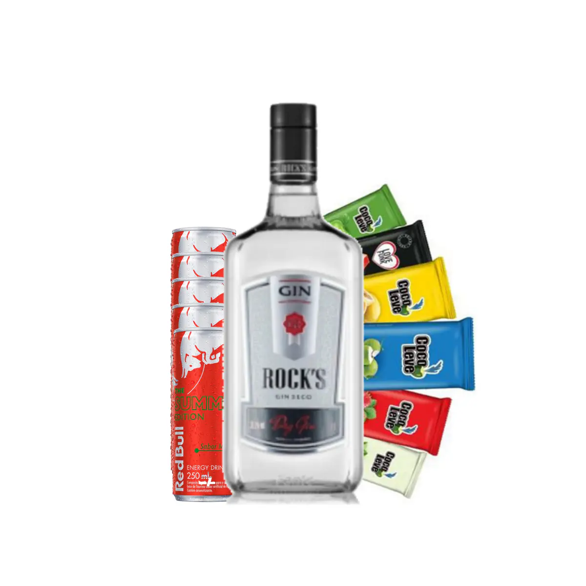 Combo de Gin Rocks Seco com 05 Redbull Melancia+05 Gelo de Sabor